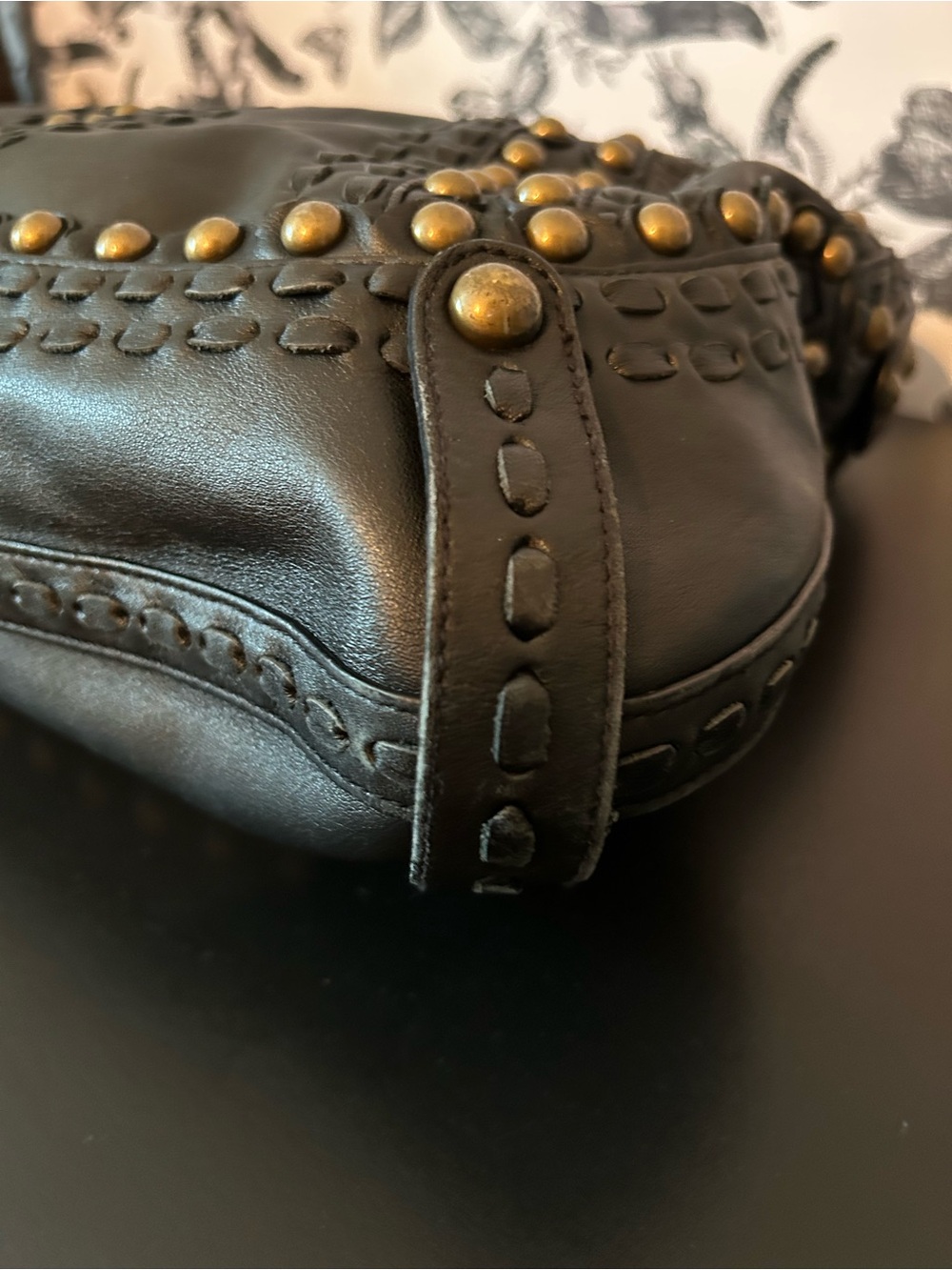 Isabella Fiore Studded Black Shoulder Bag GUC - Picture 12 of 16